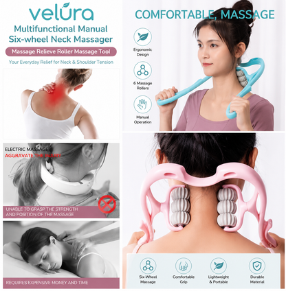 6-Wheel Neck Massager Manual Roller Tool for Neck & Muscle Relief