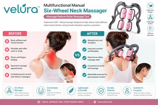 6-Wheel Neck Massager Manual Roller Tool for Neck & Muscle Relief