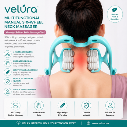 6-Wheel Neck Massager Manual Roller Tool for Neck & Muscle Relief