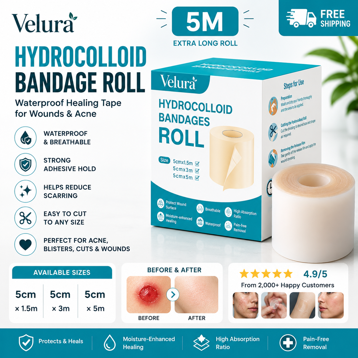 Hydrocolloid Roll Waterproof Healing Tape