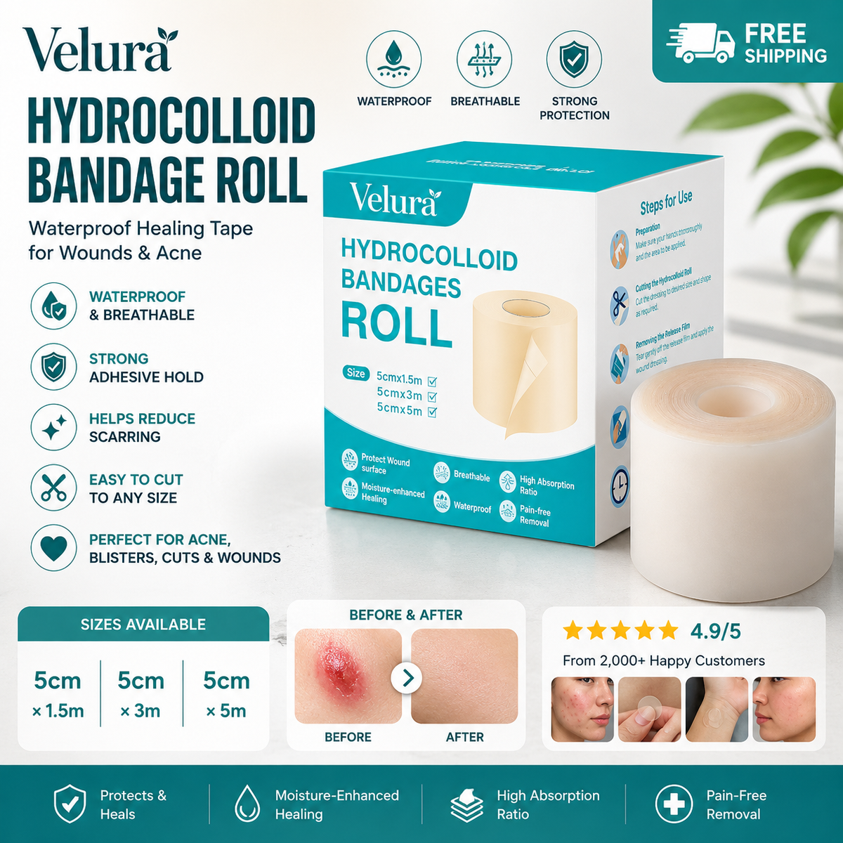 Hydrocolloid Roll Waterproof Healing Tape
