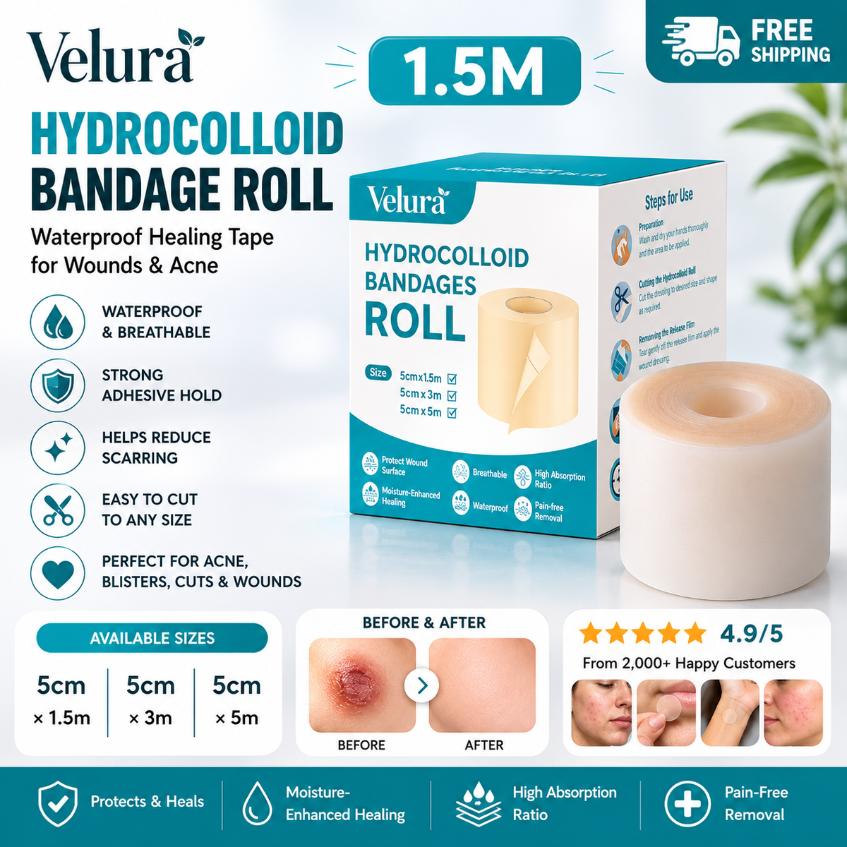 Hydrocolloid Roll Waterproof Healing Tape