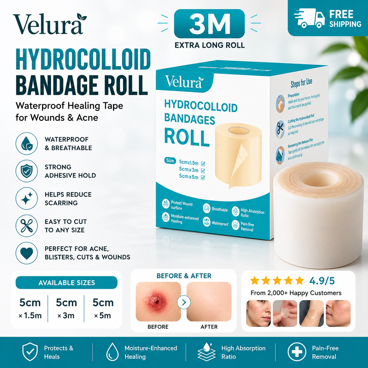 Hydrocolloid Roll Waterproof Healing Tape